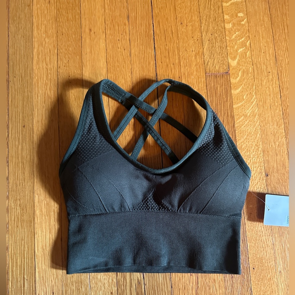 Z by Zella Olive Green Racerback Strappy Sports Bra, Size XS, NWT